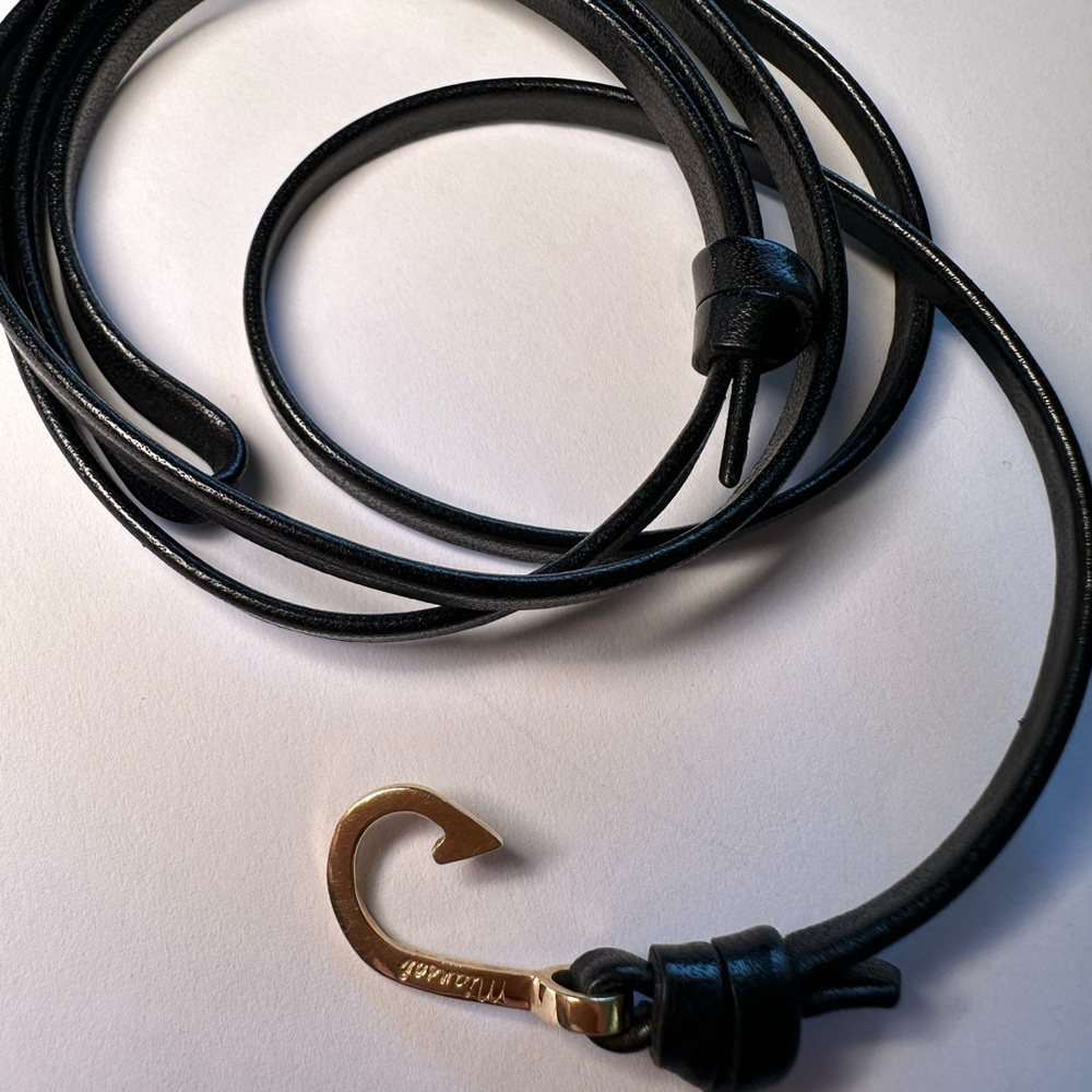Miansai Solid 14kt GOLD hook and Black Leather bracelet
